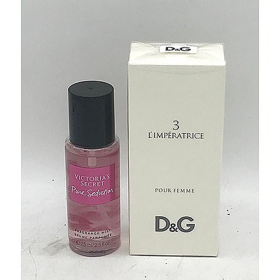 Brand New Dolce & Gabana 3 L'Imperatrice 100mL Perfume & Victoria's Secret Pure Seduction 75mL Fragrance Mist