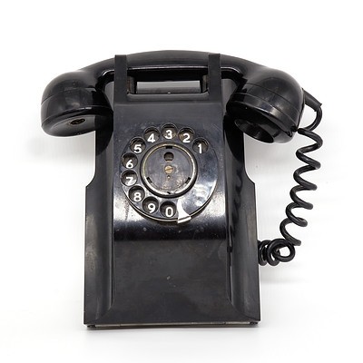 Vintage Black Bakelite Wall Mount Phone