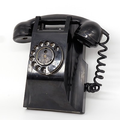 Vintage Black Bakelite Wall Mount Phone