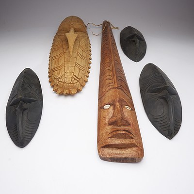 Five Wooden Masks from PNG