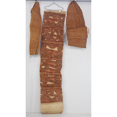 Two PNG Bark Bags and a Tapa Cloth
