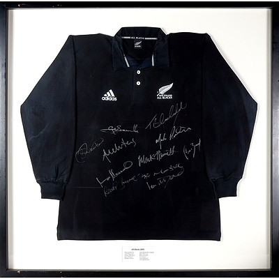 All Blacks 2000 Team Adidas Jersey with 11 Signatures in Presentation Frame