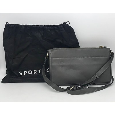 Brand New Sportscraft Womens Sasha Dual Zip Leather Sling Gray Handbag