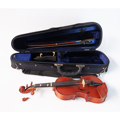 A 1/16 Size Violin and Bow in Carry Case