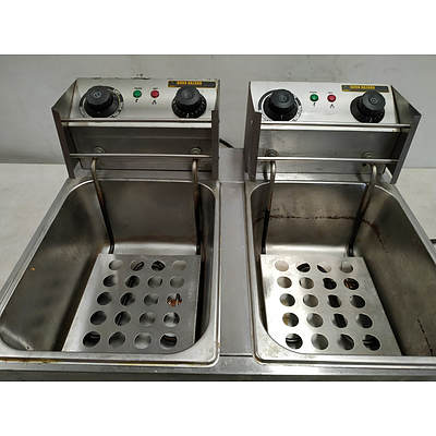 Commercial electric dual deep fryer with cover