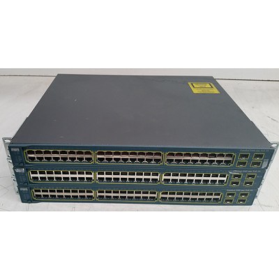 Cisco Catalyst (WS-C3560-48PS-S) 3560 Series 48-Port Fast Ethernet Switches - Lot of Three