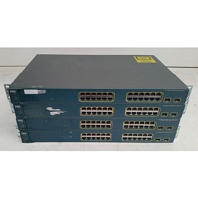 Cisco (WS-C3560-24PS-S) Catalyst 3560 Series PoE-24 24-Port Fast Ethernet Switches - Lot of Four