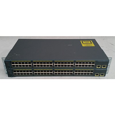 Cisco Catalyst (WS-C2960-48TT-L) 2960 Series 48-Port Fast Ethernet Switches - Lot of Two