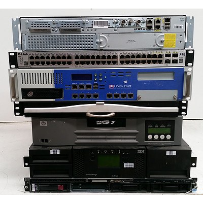 Bulk Lot of Assorted IT Networking Equipment - Tape Library, Security Appliance & Ethernet Switch