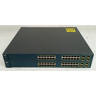 Cisco Catalyst (WS-C3560G-24TS-S V03) 3560G Series 24-Port Gigabit Managed Switch - Lot of Two