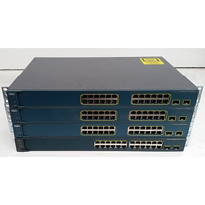 Cisco Catalyst (WS-C3560-24TS-S) 3560 Series 24-Port Fast Ethernet Switches - Lot of Four