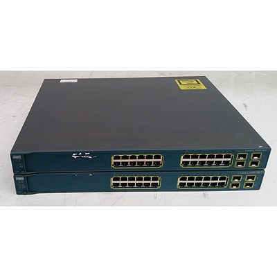 Cisco Catalyst (WS-C3560G-24TS-E) 3560G Series 24-Port Gigabit Managed Switch - Lot of Two