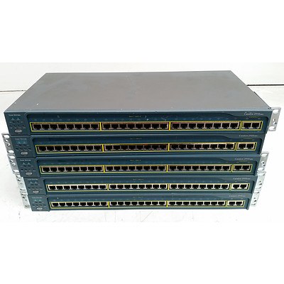 Cisco Catalyst (WS-C2950T-24) 2950 Series 24-Port Fast Ethernet Switches - Lot of Five