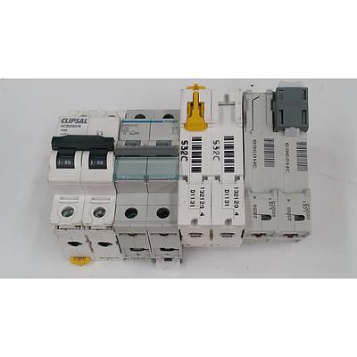 Clipsal and Hager Two Pole 32 Amp Circuit/Line Breakers - Lot of 39 - New