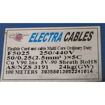 Partial Rolls of Electra Cables F5025 Flexible Multi Core 250/440 Volt Cable - Lot of Two