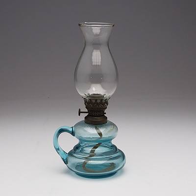 Blue Glass Finger Oil Lamp