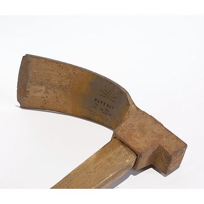 Steel Adze with Wooden Handle, Ward and Payne, Sheffield, Pat No 547