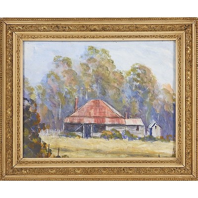  'Homestead in The Bush', Watercolour Framed Under Glass in Period Frame