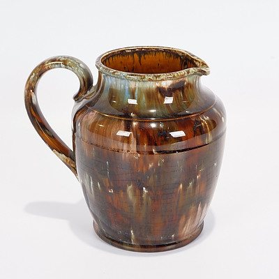 Large Regal Mashman Jug (Unmarked) with Brown, Cream and Blue Drip Glaze