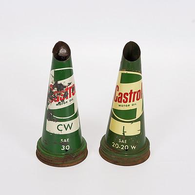 Two Original Z Logo Castrol Tin Oil Jar Bottletops L SAE 20-20W and CW SAE 30