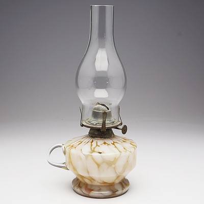 Mottled Gold/White Glass Finger Oil Lamp