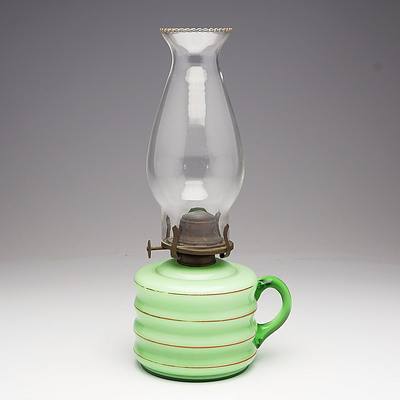 Green Custard Glass Finger Oil Lamp