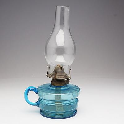 Blue Glass Finger Oil Lamp