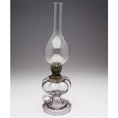 Clear Ribbed Glass Finger Oil Lamp