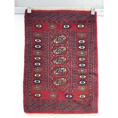 Bokhara Hand Knotted Wool Pile Rug with Tribal Gul Motif