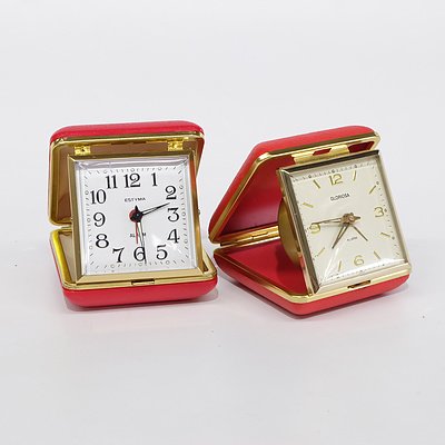 Pair of Travel Clocks Made in Japan and Taiwan