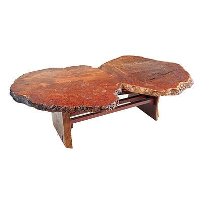 Handcrafted Tasmanian Oak Burl Slab Coffee Table