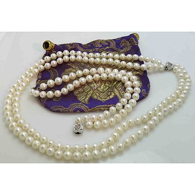 Two Row Pearl Necklace & Bracelet St