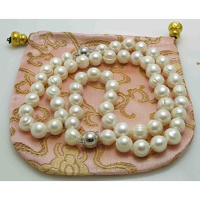 Pearl Necklace & Bracelet Set- White