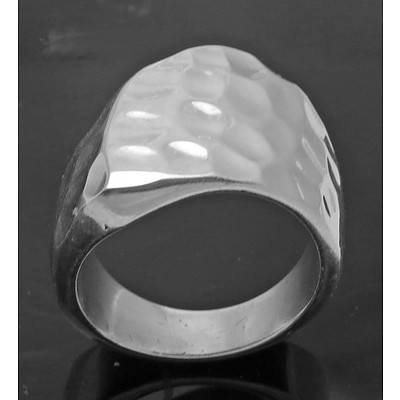 Sterling Silver Dress Ring - Hammered Finish