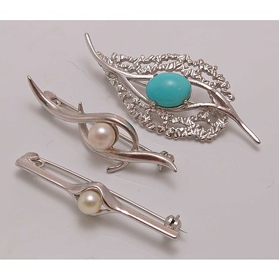 Set of 3 Silver Brooches