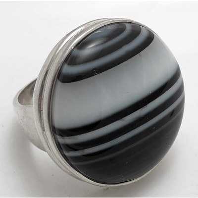 Sterling Silver Ring - Natural Banded Agate