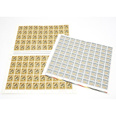 Sheet of 100 Australian 10c Stamp, Anemone Fish and Sheet of 100 Australian 1c Stamp, Banded Coral Shrimp