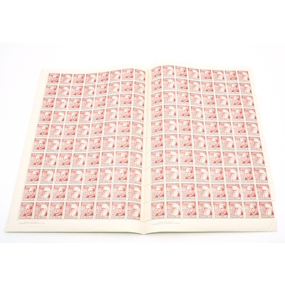 Sheet of 160 Australian 3d Stamps, Foundation of the Commonwealth 1901-1951