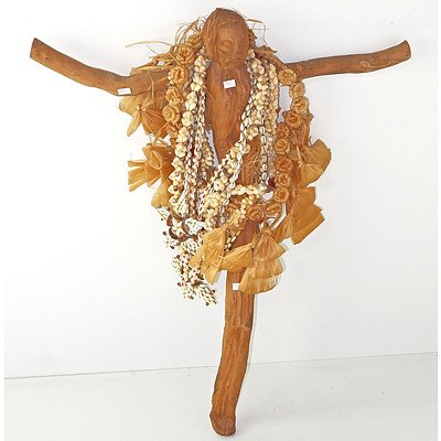 Carving Of Christ With Pacific Shell Necklaces, Purchased Sri Lanka 1985