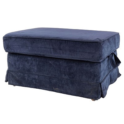 Blue Fabric Upholstered Ottoman