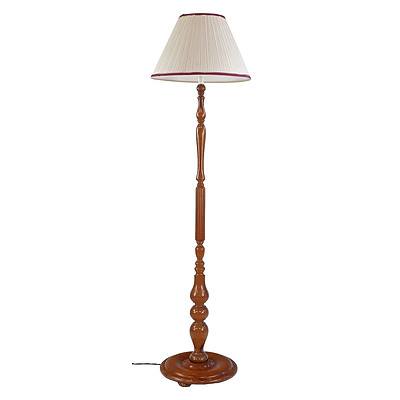 Vintage Turned Wood Standard Lamp, Mid 20th Century