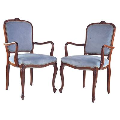 Pair of Vintage Louis Style Armchairs, Mid 20th Century