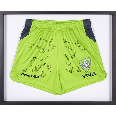 Framed Signed Canberra United Football Team Shorts - Donated by ACTEWAGL