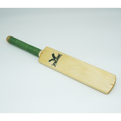Miniature Cricket Bat Signed by Don Bradman, with Certificate
