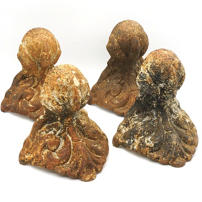 Four Antique Cast Iron Claw and Ball Bath Feet