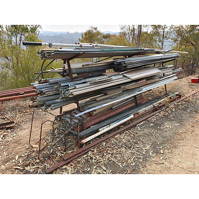 Lot 153 - Heavy Duty Steel Rack with Assorted Building Materials