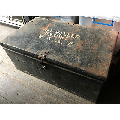 Lot 228 - Vintage Airforce Tool Box with Antique Hand Planes