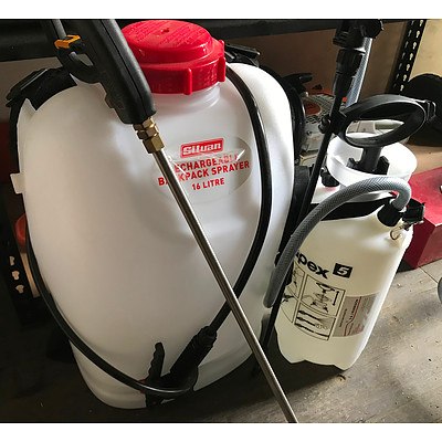 Lot 230 - Silvan 16L Rechargeable Backpack Sprayer & Apex Handheld Sprayer