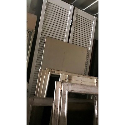 Lot 82 - Vintage Window Screen Panels & Four Doors