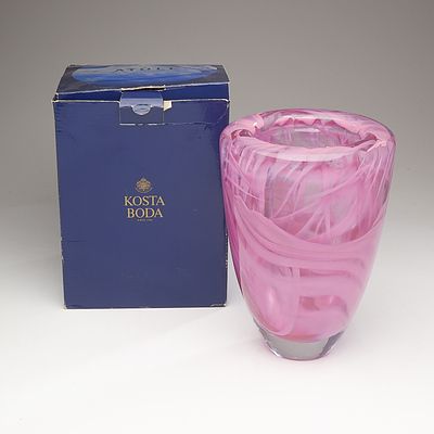 A Pink  Kosta Boda Atoll Vase by Anna Ehrner